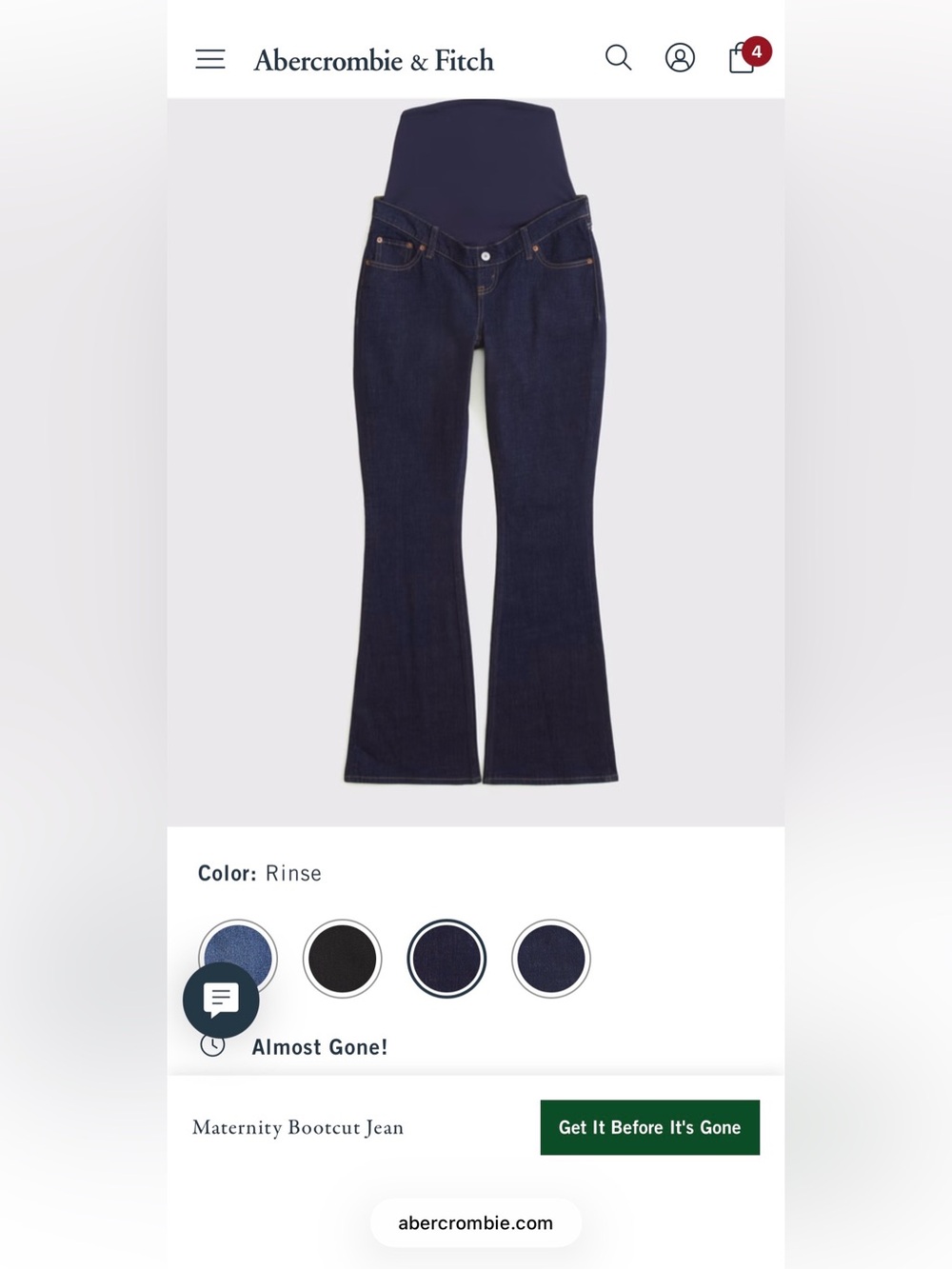 Abercrombie & Fitch Dark Rinse Bootcut Maternity Jeans